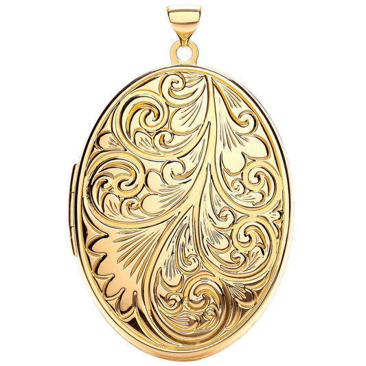 Yellow Gold Oval Locket with Design (HNN-9173B1)