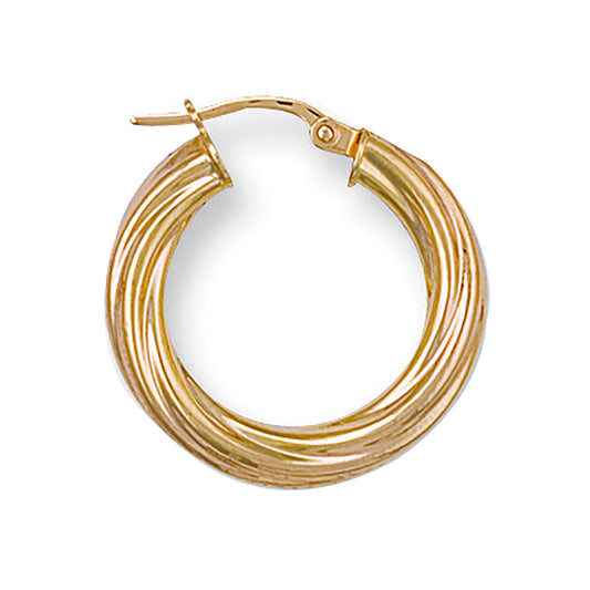 Yellow Gold 23mm Twisted Hoop Earrings - 1.7g