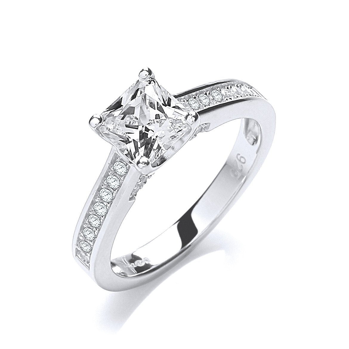 Micro Pave Princess Cut with Shoulder Cubic Zirconias Ring