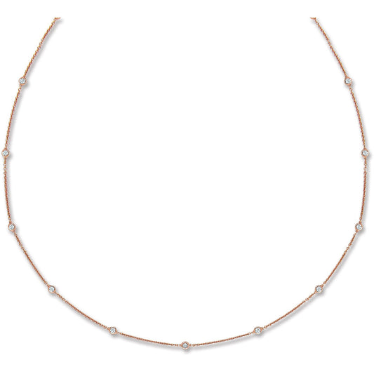 18ct Rose Gold 0.50ct Diamond by the Yard Necklace (18in/45cm)