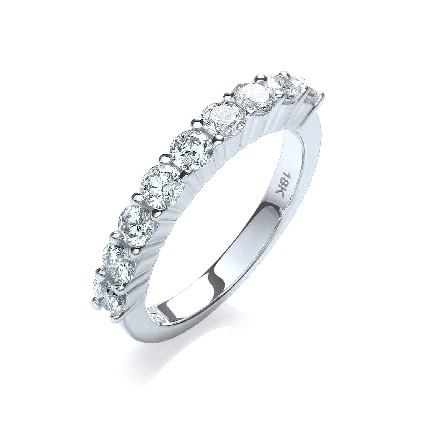 18ct White Gold 1.00ctw Diamond Half Eternity Ring - 3.2mm