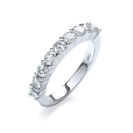 18ct White Gold 1.00ctw Diamond Half Eternity Ring - 3.2mm