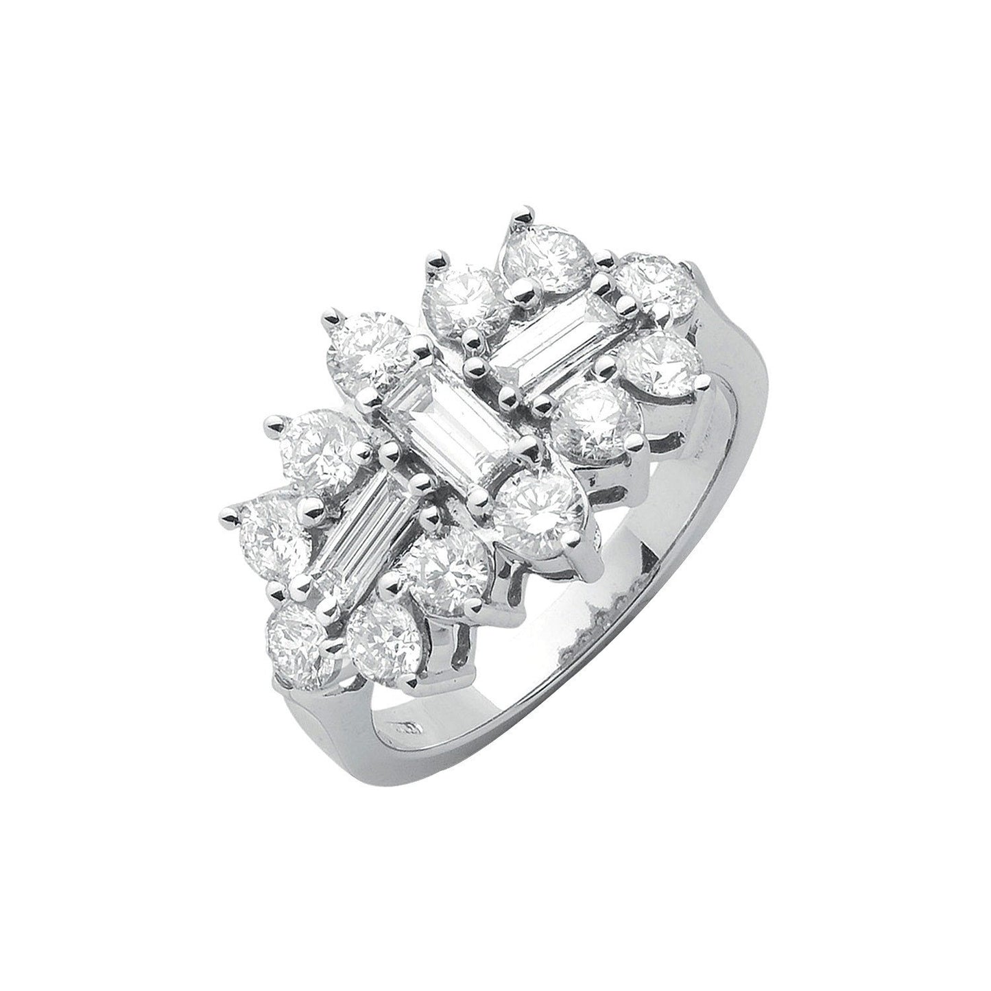 18ct White Gold D.2.00ctw Diamond Boat/Cluster Ring
