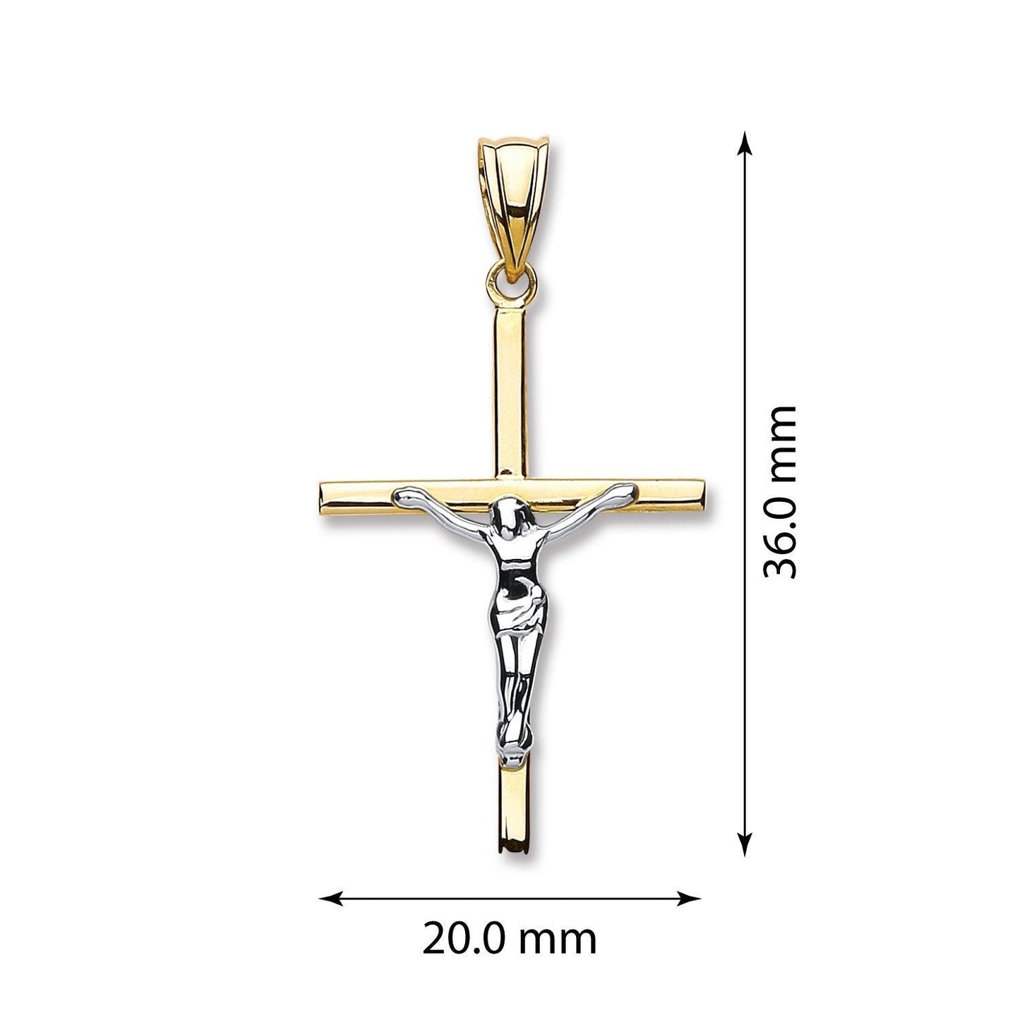 White & Yellow Gold Hollow Crucifix