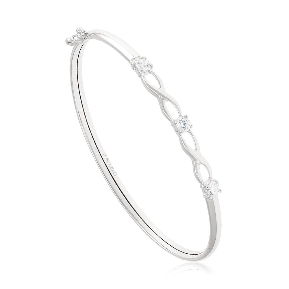 White Gold Cubic Zirconia Bangle