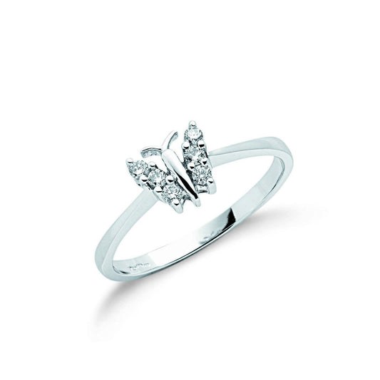 9ct White Gold 0.15ct Diamond Butterfly Ring