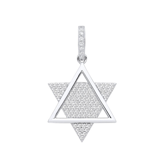 Silver Star of David Cubic Zirconia Pendant
