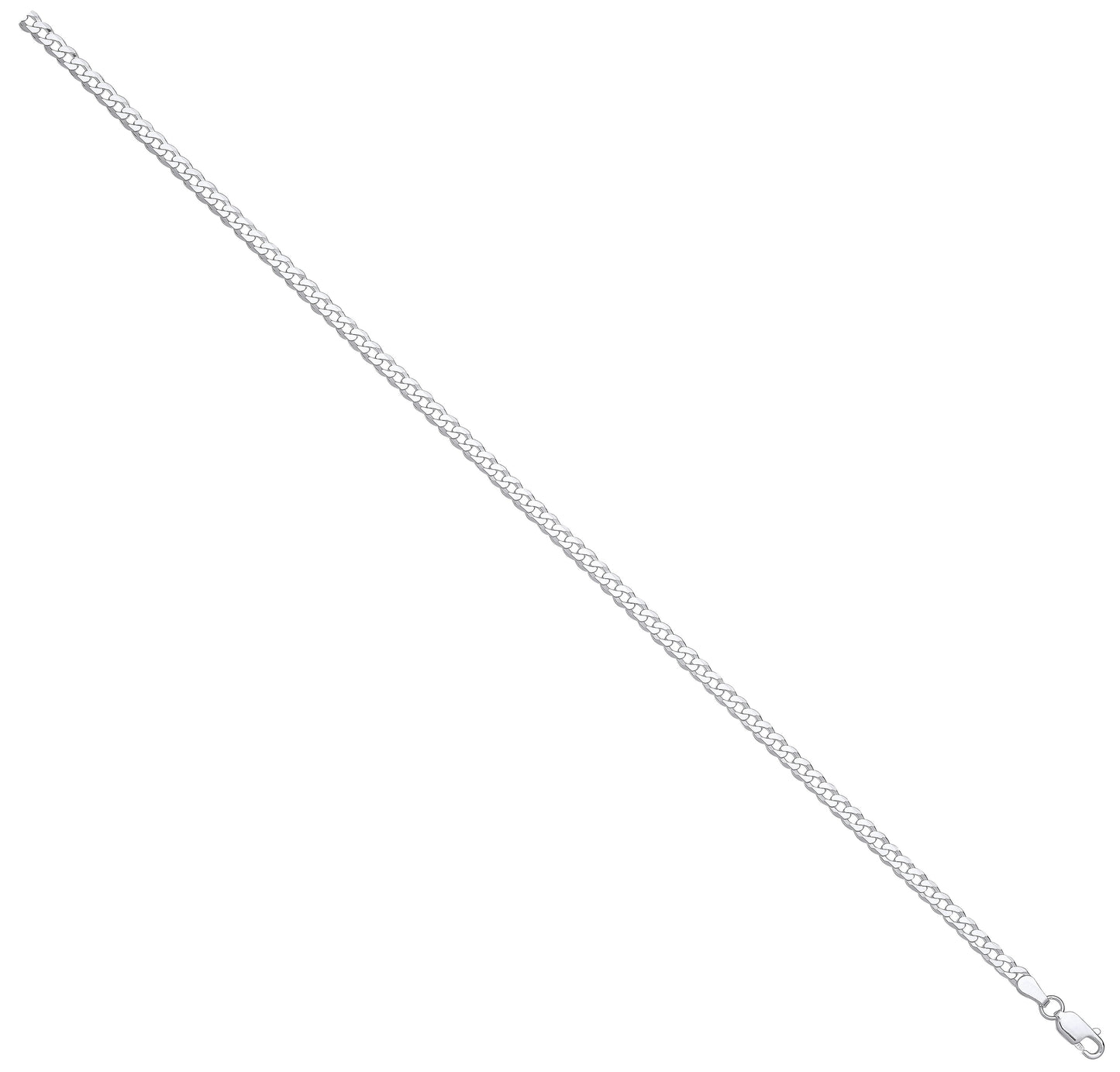 Silver 3.3mm Economy Flat Curb Chain