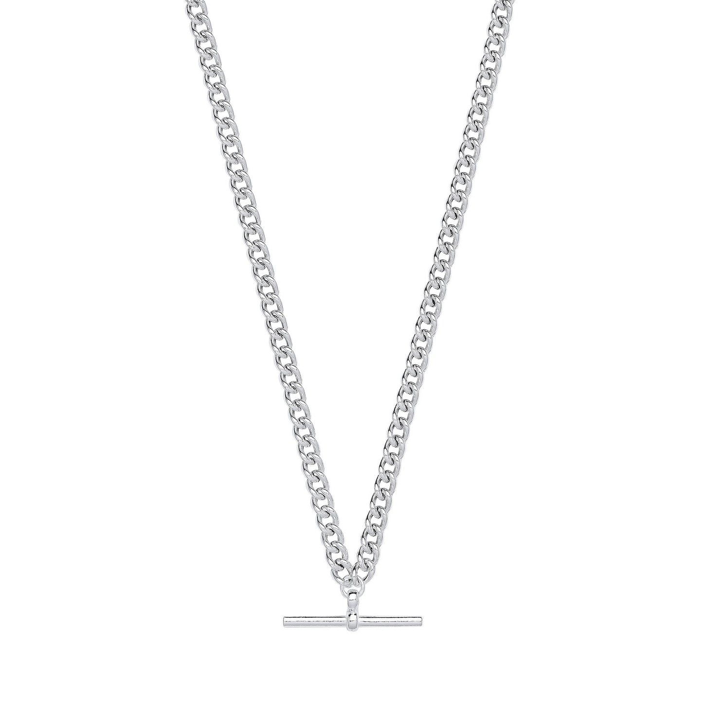 Silver T-Bar Pendant Curb Chain Necklace/Bracelet