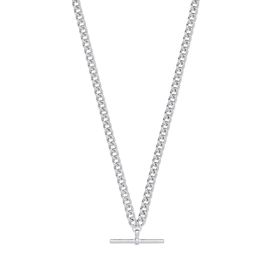 Silver T-Bar Pendant Curb Chain Necklace/Bracelet