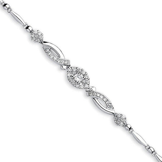 Silver Fancy Cubic Zirconia Bracelet - 8.4g