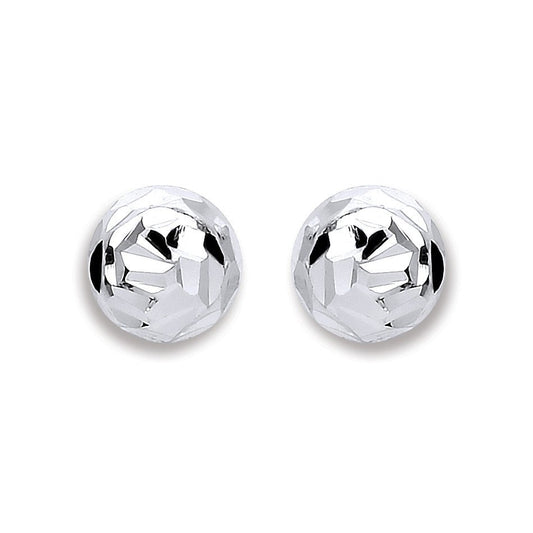 Silver 6mm Disco Half Ball Earrings
