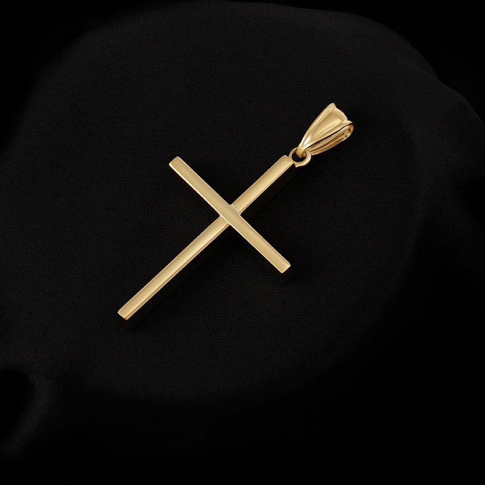 Yellow Gold Plain Hollow Cross - 19.7mm