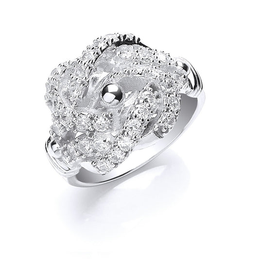 Silver Cubic Zirconia Knot Gents Ring (HNN-ADCD61)
