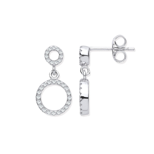 Silver Cubic Zirconia Circle of Life Drop Earrings