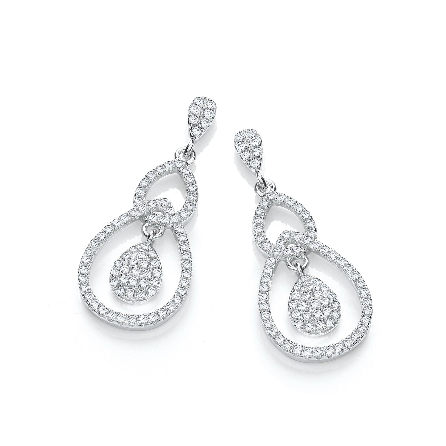 Micro Pave Fancy Cubic Zirconia Drop Earrings - 13mm