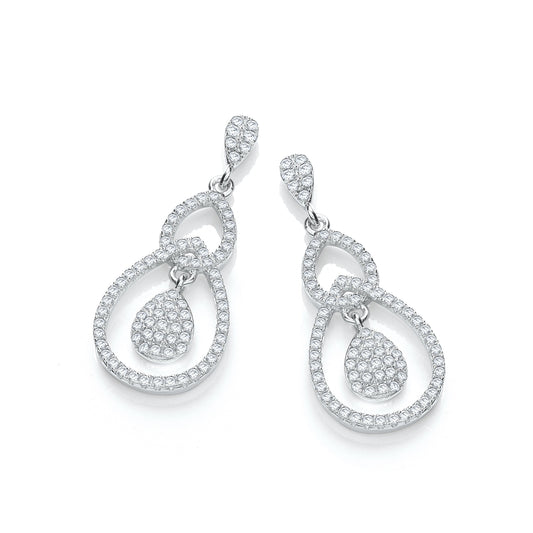 Micro Pave Fancy Cubic Zirconia Drop Earrings - 13mm