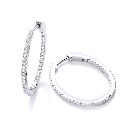 Micro Pave Oval Hoop Cubic Zirconia Earrings