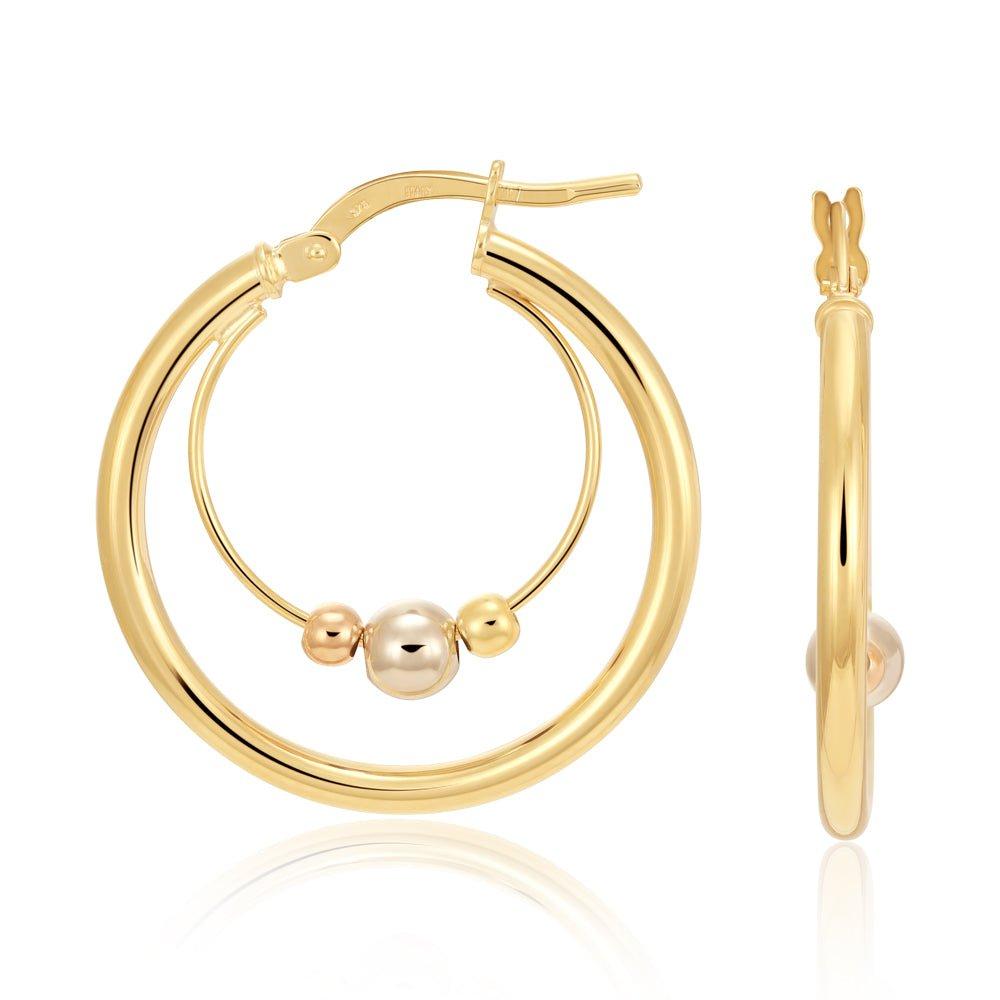 Yellow, White & Rose Gold 25mm Fancy Hoop Earrings