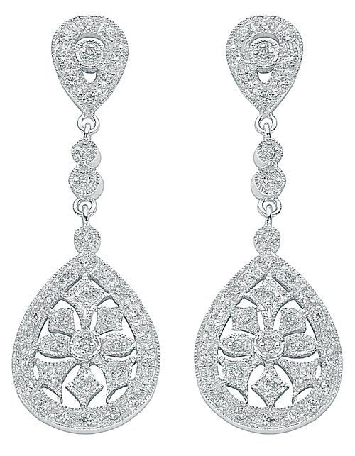 Silver Chandelier Cubic Zirconia Drop Earrings