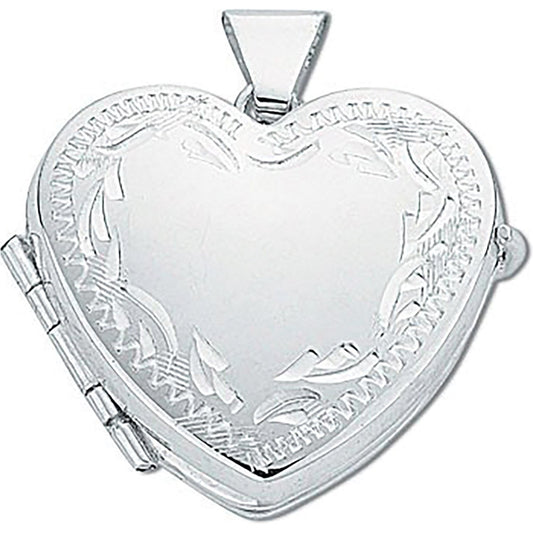 Silver Engraved Heart Shaped Family Locket (HNN-F6F083)