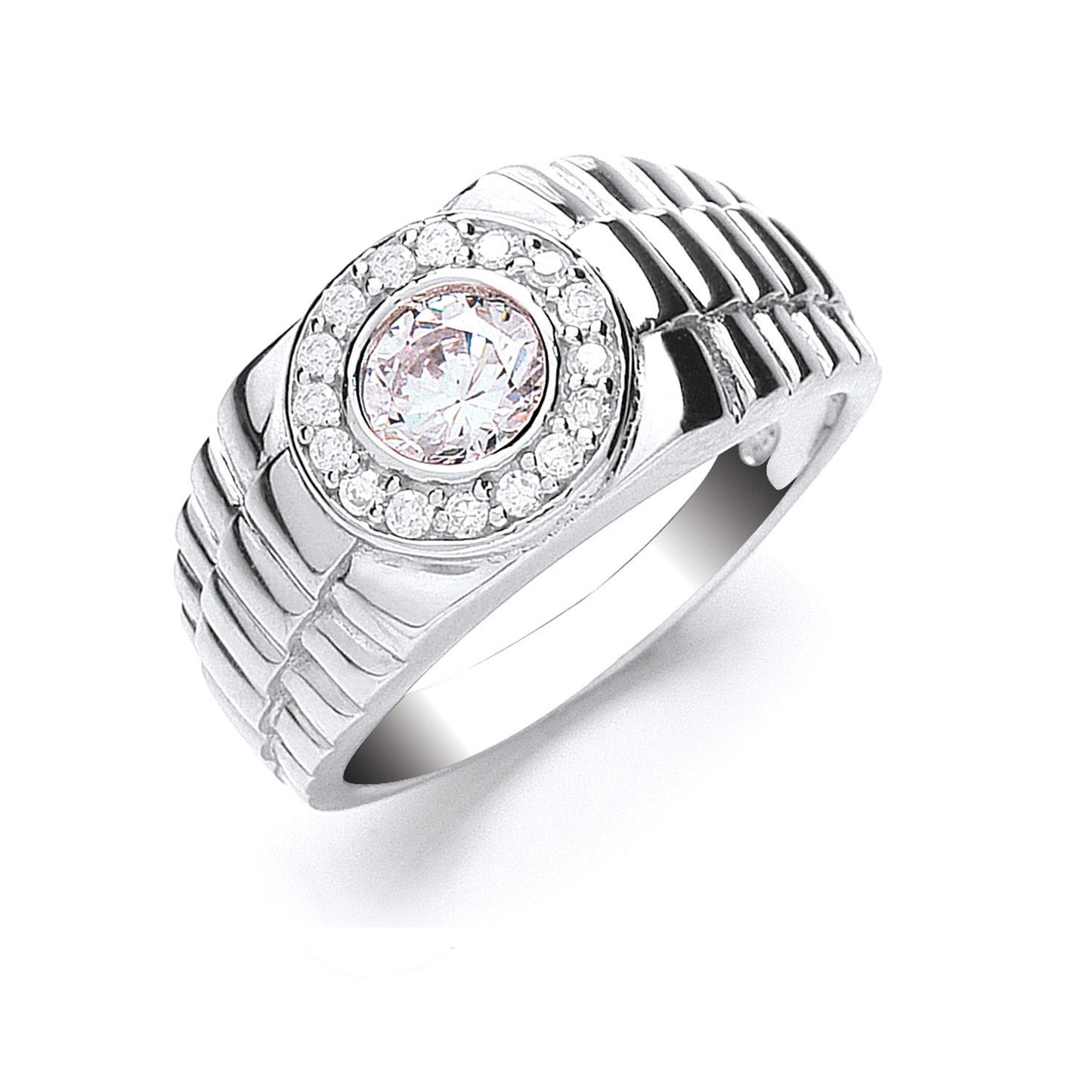 Silver Gents Cubic Zirconia Ring (HNN-25A41E)