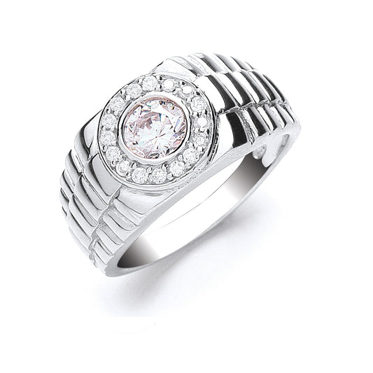 Silver Gents Cubic Zirconia Ring (HNN-25A41E)