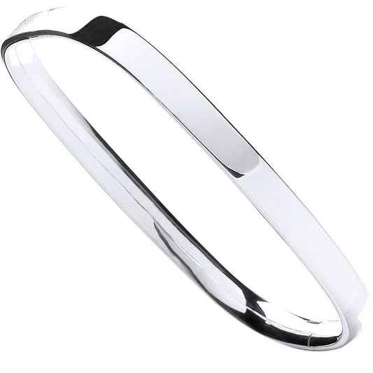Silver Solid TV Shaped Hinged Bangle