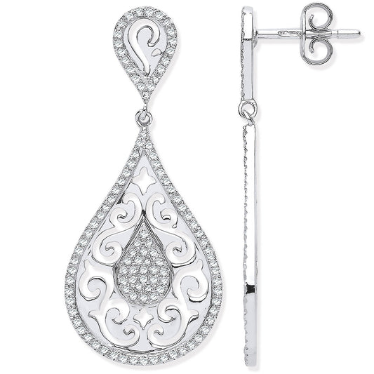 9ct White Gold 0.50ct Dia Drop Earrings - 15.3mm