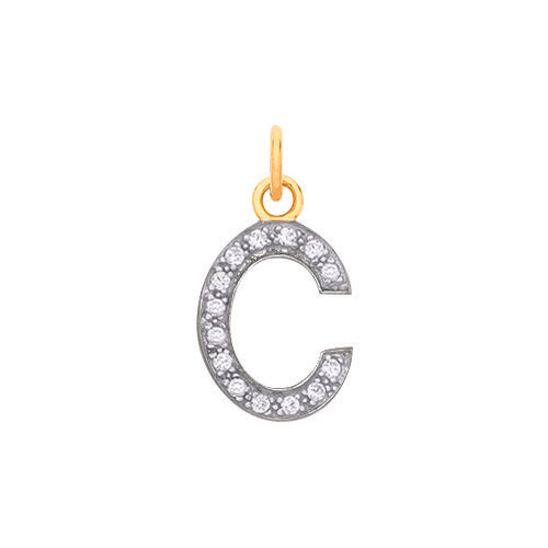 Yellow Gold Medium Cubic Zirconia Initial Pendants