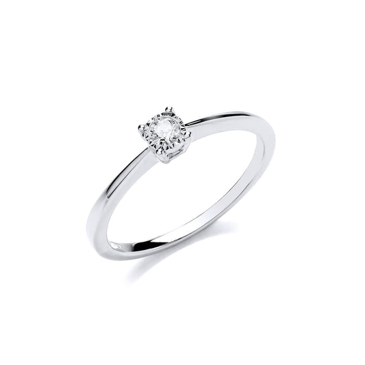 9ct White Gold 0.10ct Solitaire Ring (HNN-172976)