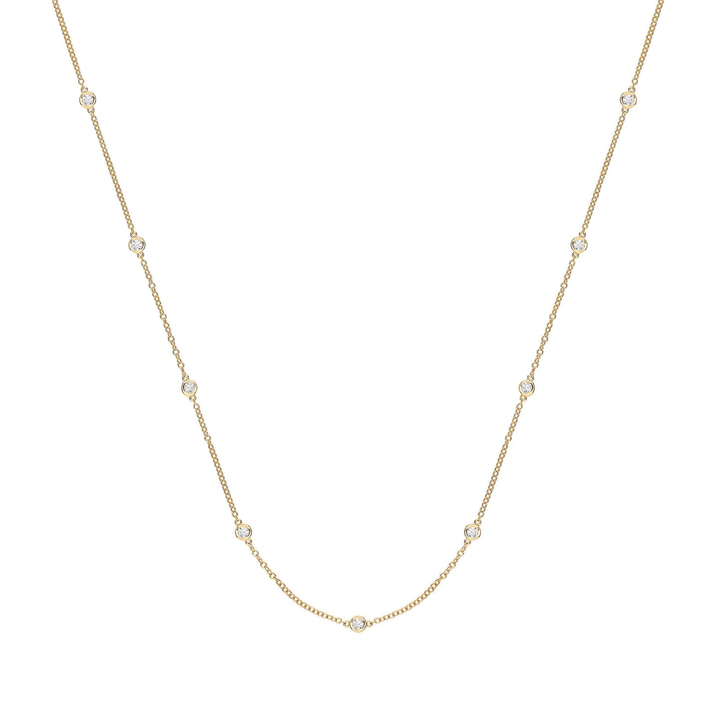 9ct Yellow Gold 0.50ct Rubover Diamond Chain (18in/45cm)