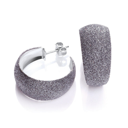Moondust Finish Black Colour Rhodium Plated Earrings