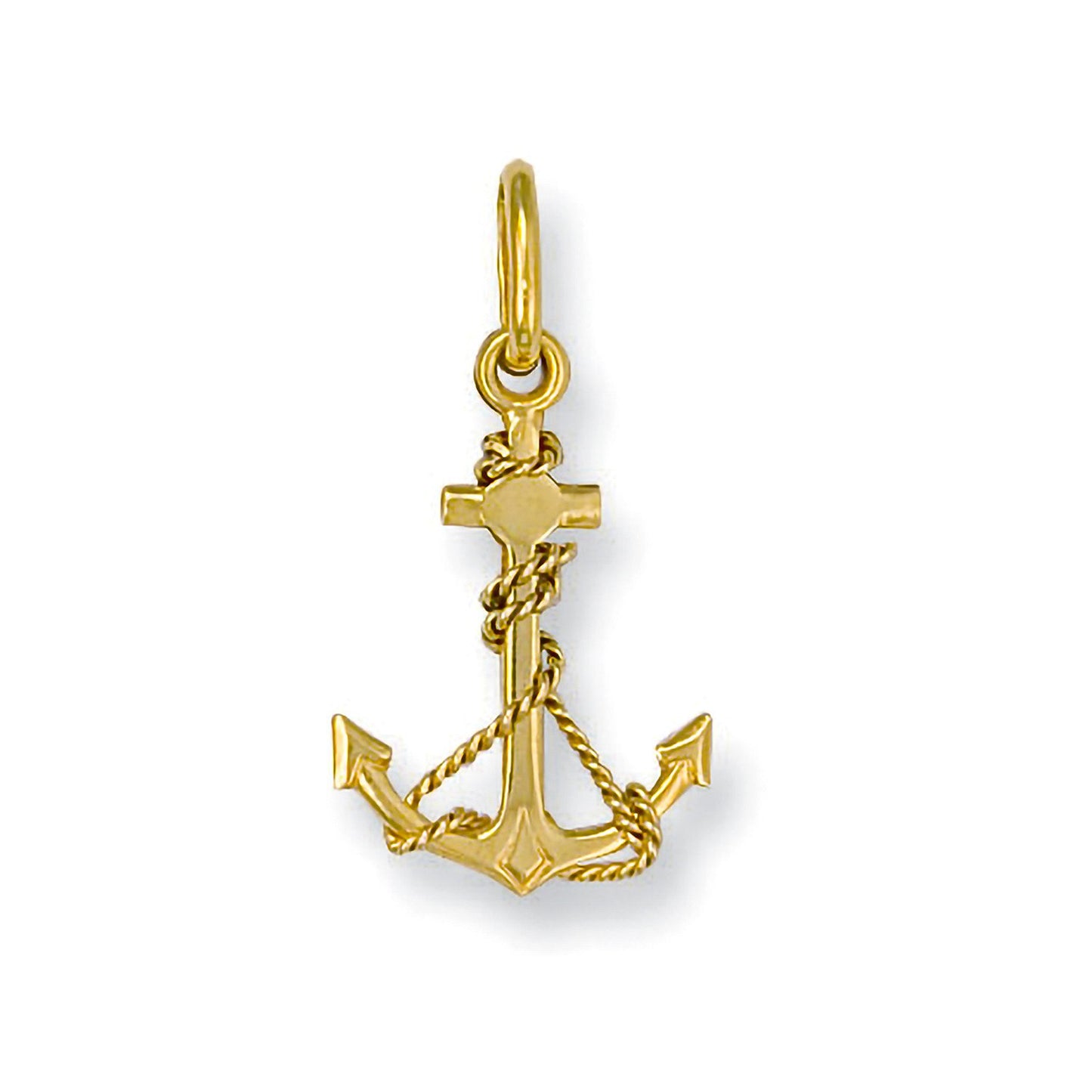 Yellow Gold Anchor Pendant - 12mm