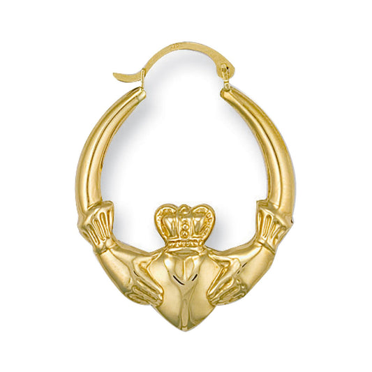 Yellow Gold Claddagh Creoles - 1.9g