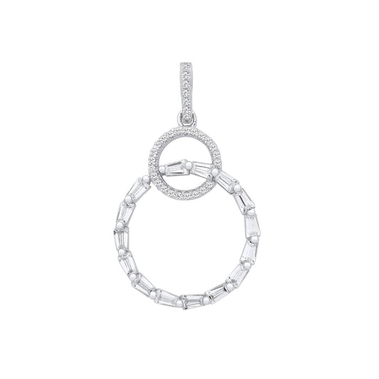 Silver Entwined Circles Drop Cubic Zirconia Pendant