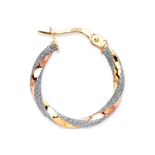 Yellow, White & Rose Gold 20mm Twist Earrings