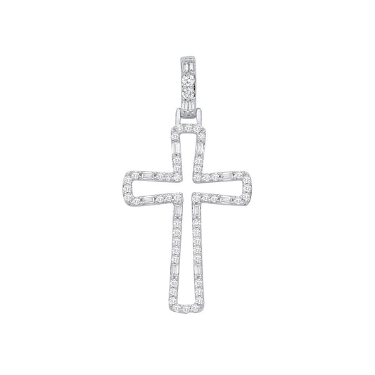 9ct White Gold 0.40ctw Cross Pendant