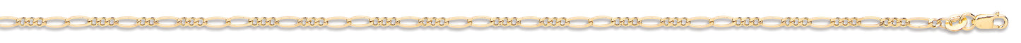 Yellow Gold 2.2mm Hollow Figaro Chain
