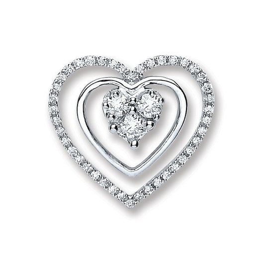 18ct White Gold 0.40ct Diamond Heart Pendant - 17.3mm