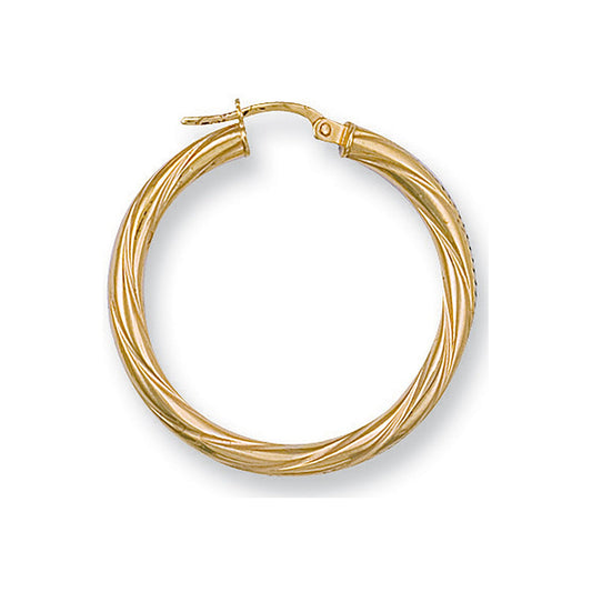 Yellow Gold 31mm Twisted Hoop Earrings - 1.6g