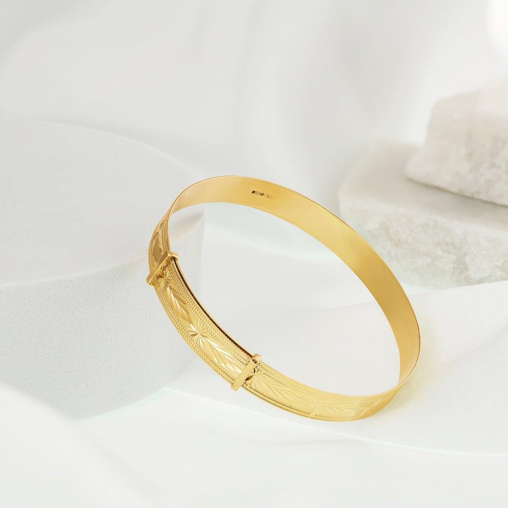 Yellow Gold Maiden Diamond Cut Slave Bangle