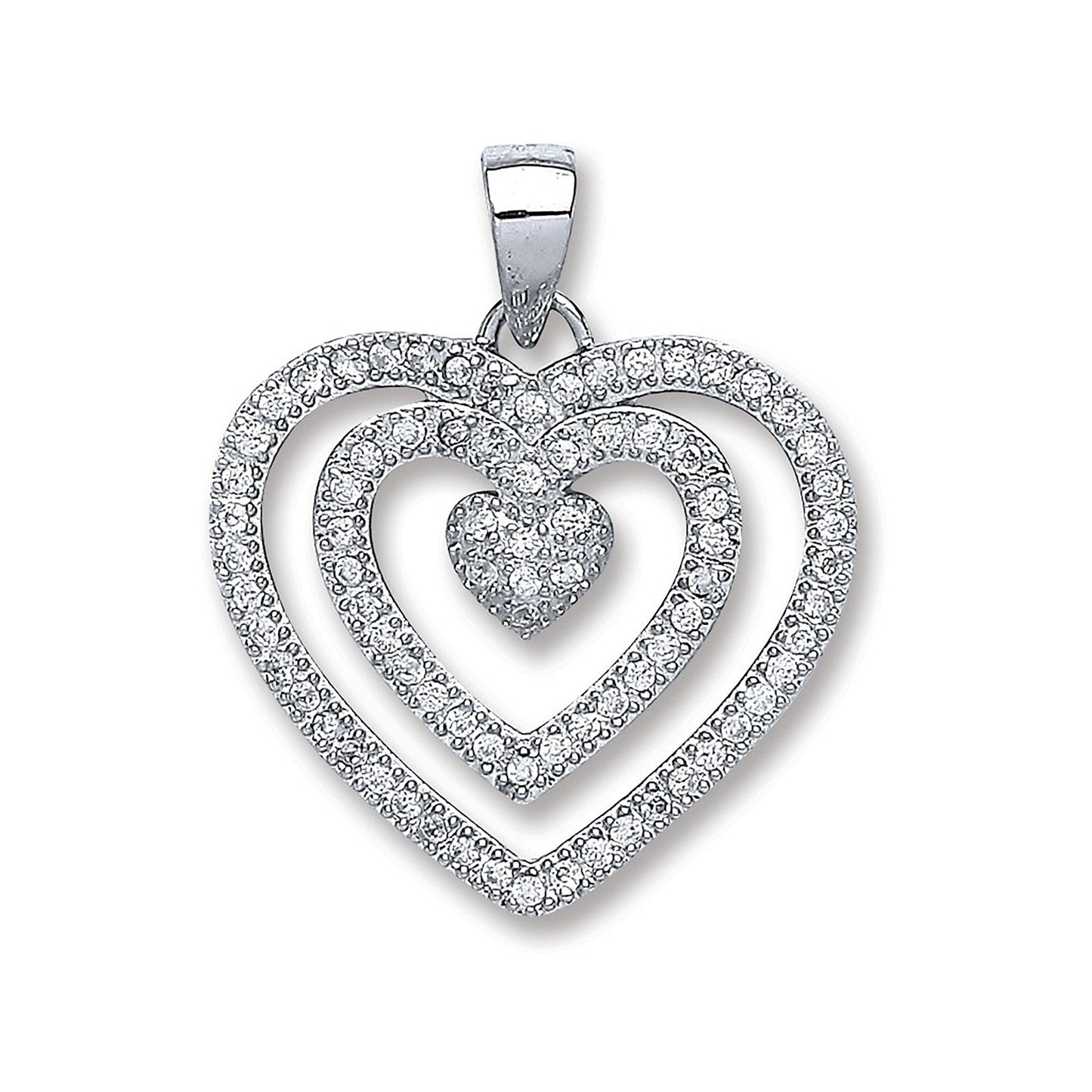 Silver Fancy Heart Cubic Zirconia Pendant