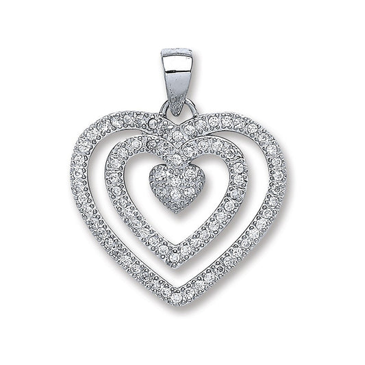 Silver Fancy Heart Cubic Zirconia Pendant