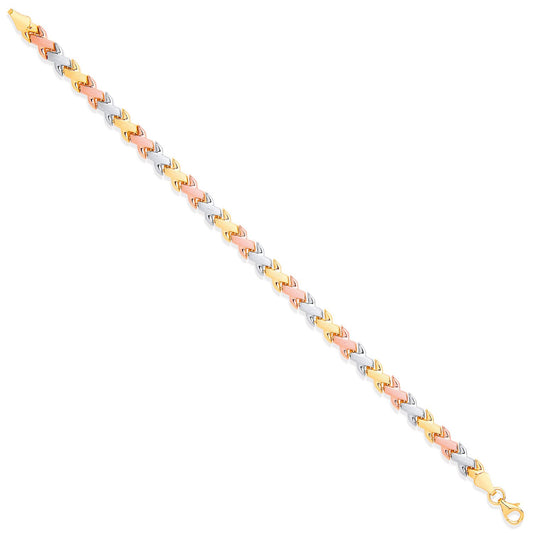 White, Rose & Yellow Gold Kisses Ladies Bracelet