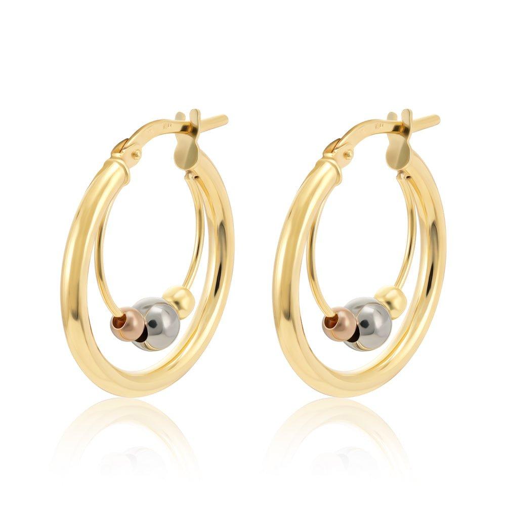 Yellow, White & Rose Gold 20mm Fancy Hoop Earrings