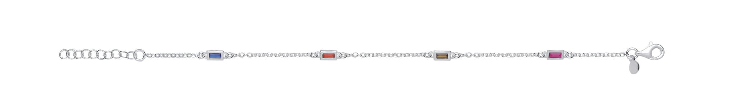 Silver Five Colour Cubic Zirconias Necklace /Bracelet