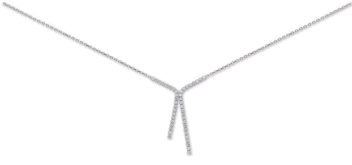 Silver 17" Cubic Zirconia Tassel Chain
