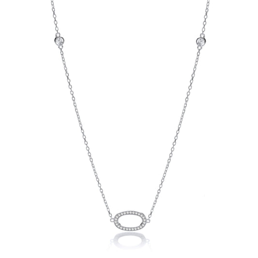 Silver Diamond by the Yard Cubic Zirconia Style 36" Necklace