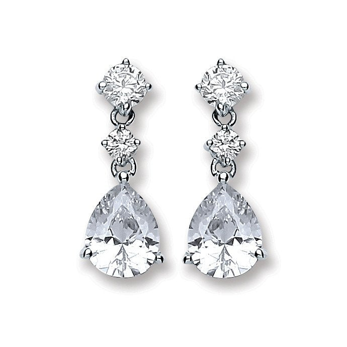 Silver Cubic Zirconias Small Teardrop Earrings